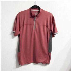 Prana 1/4 Quarter Zip Short Sleeve Collar Shirt Active Workout Mens Medium Brick
